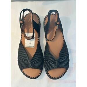 GENTLE SOULS ( by Kenneth Cole )LUCILLE RAFFIA PLATFORM SANDAL BLACK Size 7.5